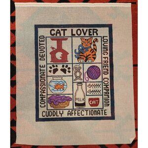 Cat Lover Handpainted Needlepoint Canvas 11 x 14 Inches